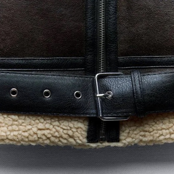 Zara CROPPED DOUBLE FACED VEST. Dark Brown. Size S. New with Tags. - Picture 14 of 16